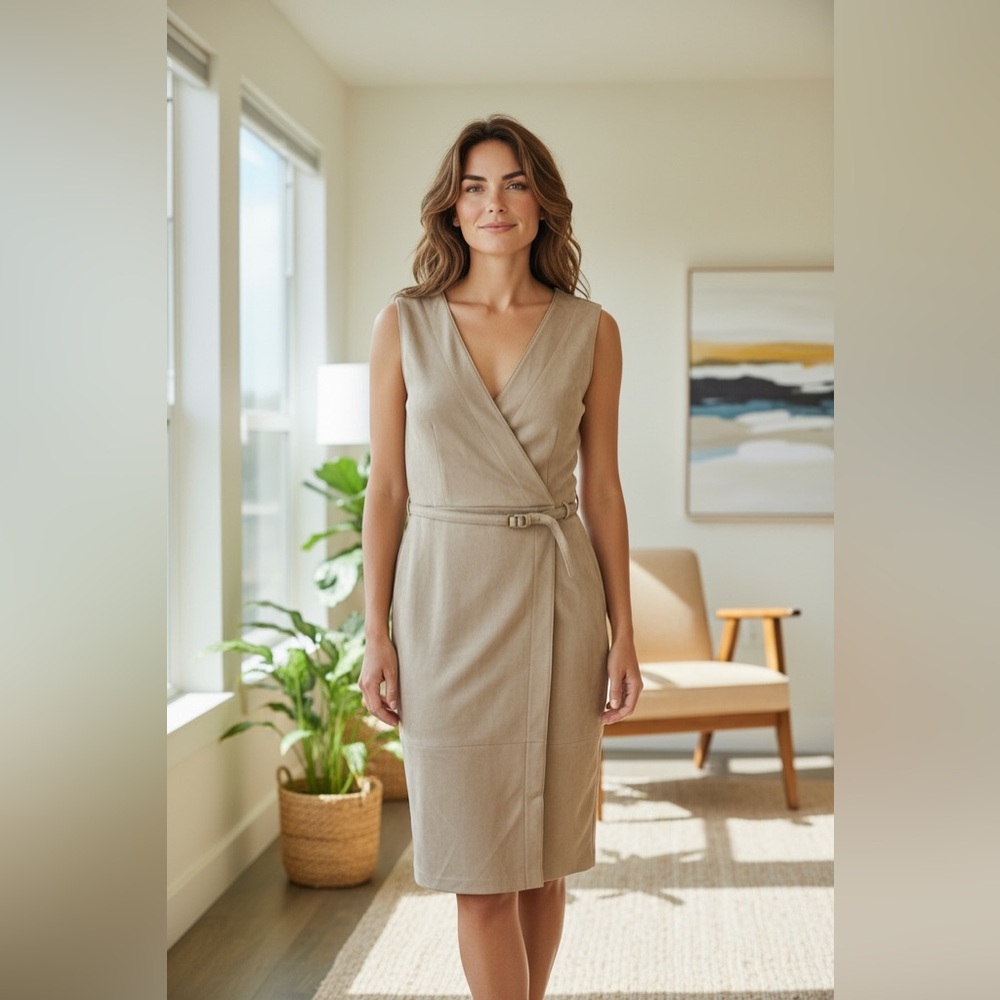 Elegant Gray Sleeveless Dress - Picture 4 of 5